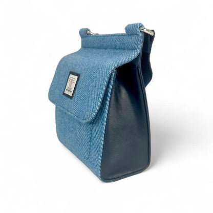 Sky Blue Harris Tweed Medium Satchel Bag