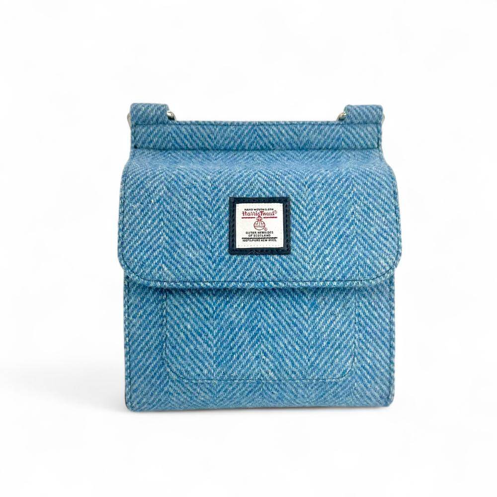 Sky Blue Harris Tweed Medium Satchel Bag