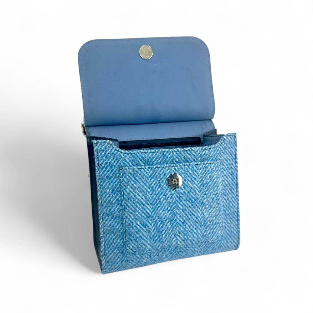 Sky Blue Harris Tweed Medium Satchel Bag