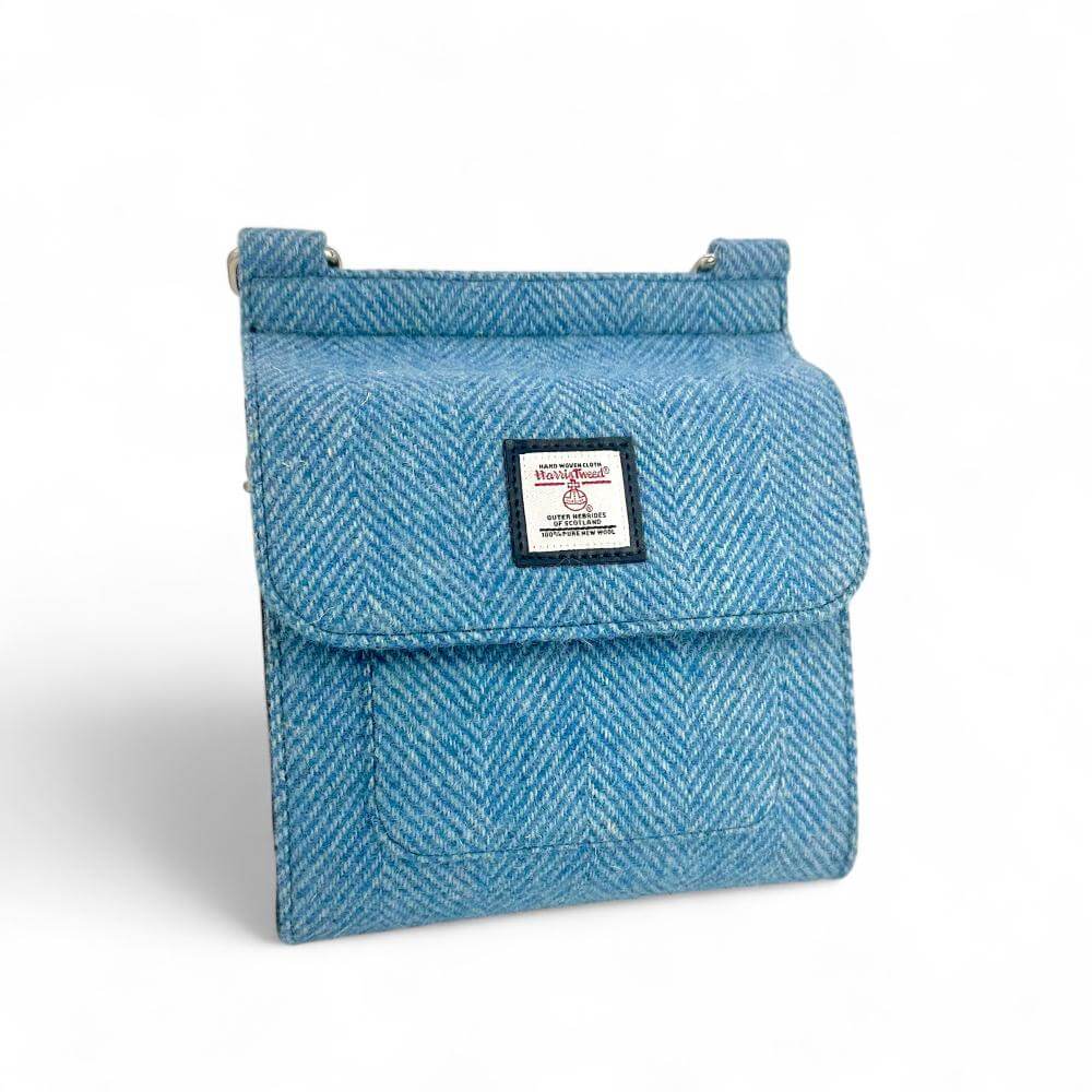 Sky Blue Harris Tweed Medium Satchel Bag