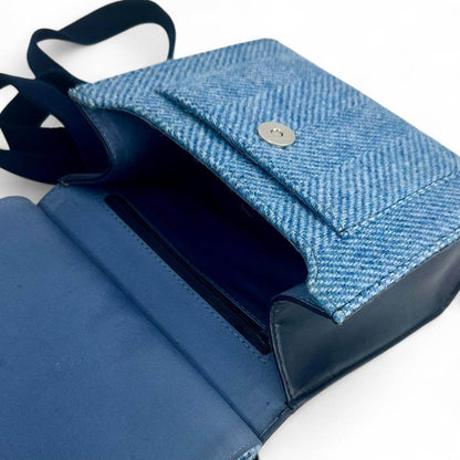 Sky Blue Harris Tweed Medium Satchel Bag