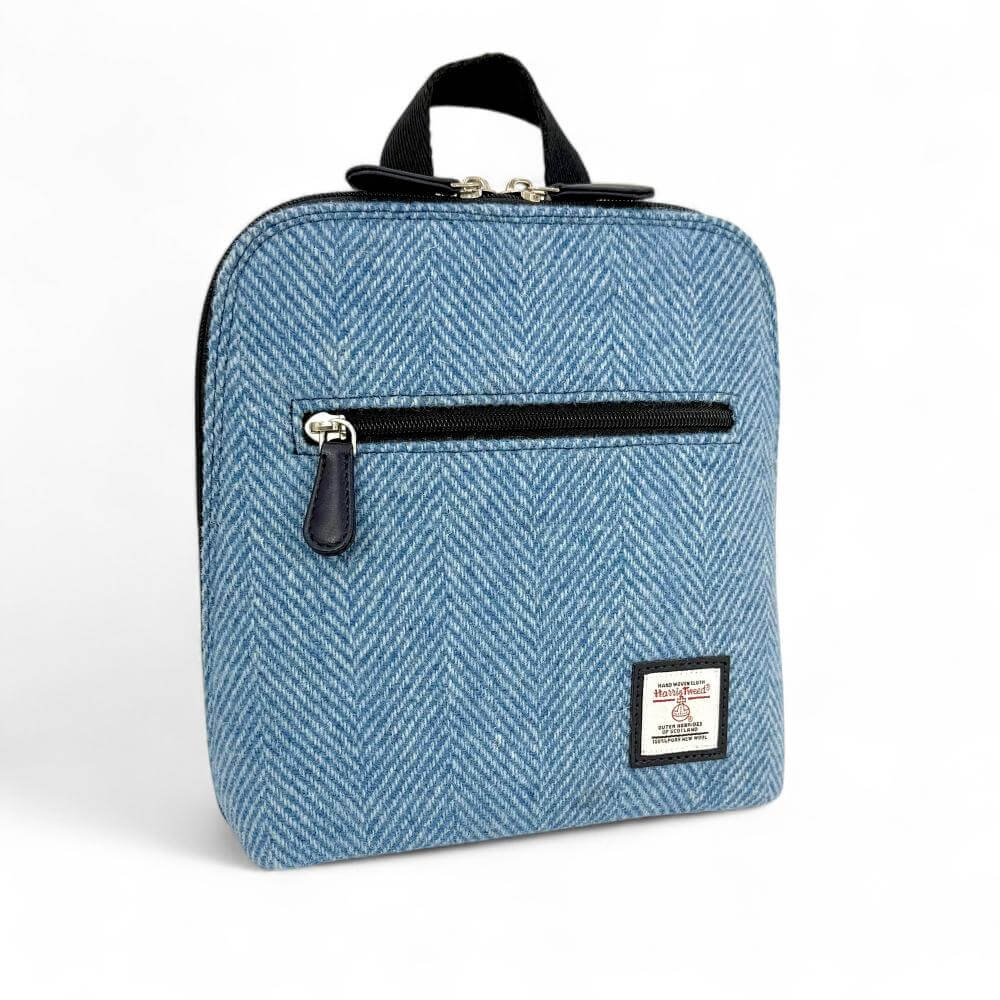 Sky Blue Harris Tweed Mini Backpack