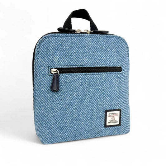 Sky Blue Harris Tweed Mini Backpack