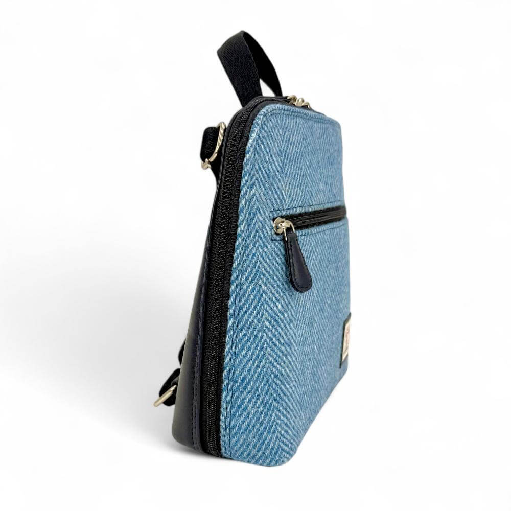 Sky Blue Harris Tweed Mini Backpack