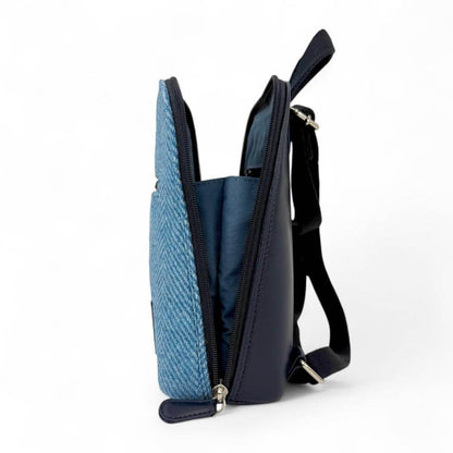 Sky Blue Harris Tweed Mini Backpack