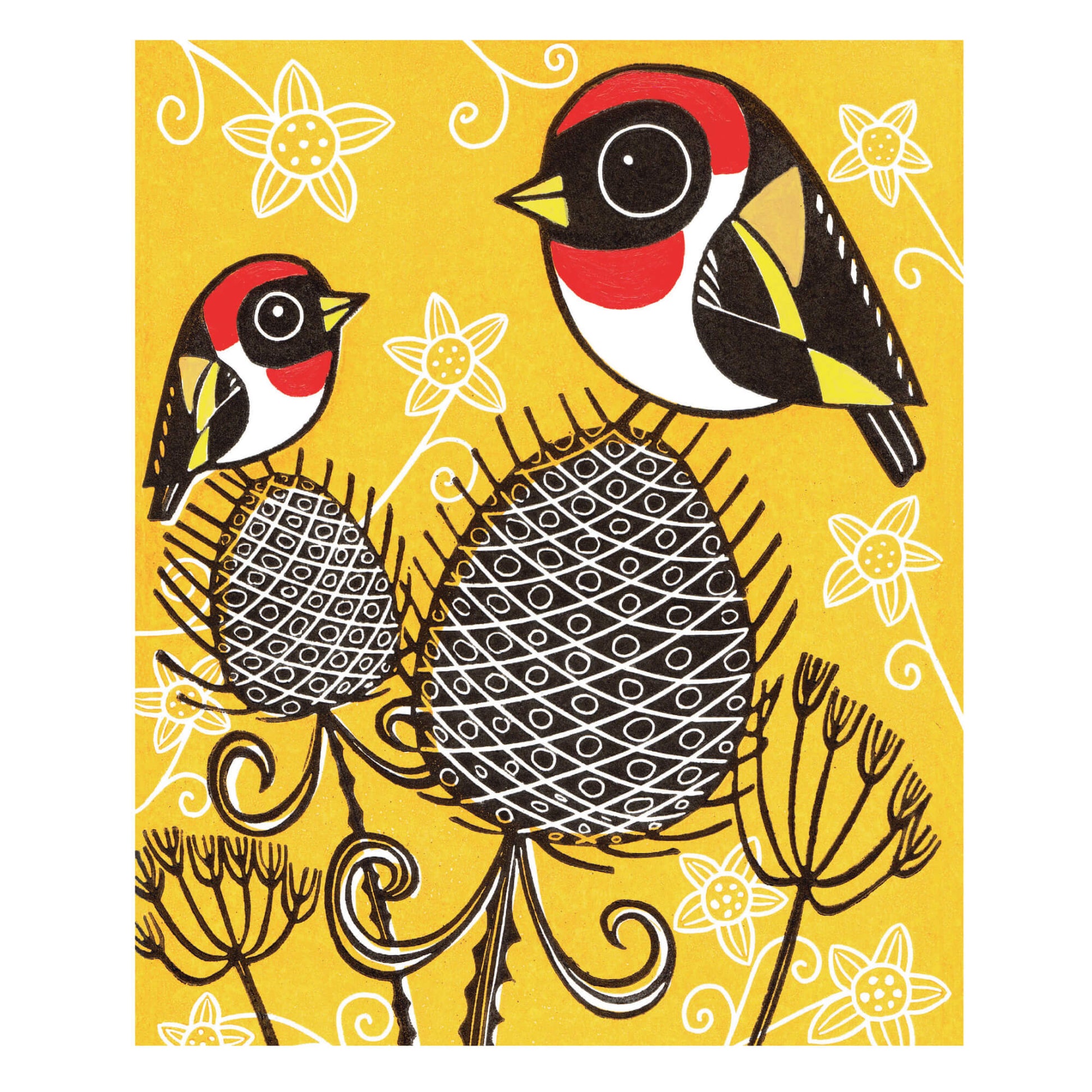Goldfinches And Teasels Greeting Card
