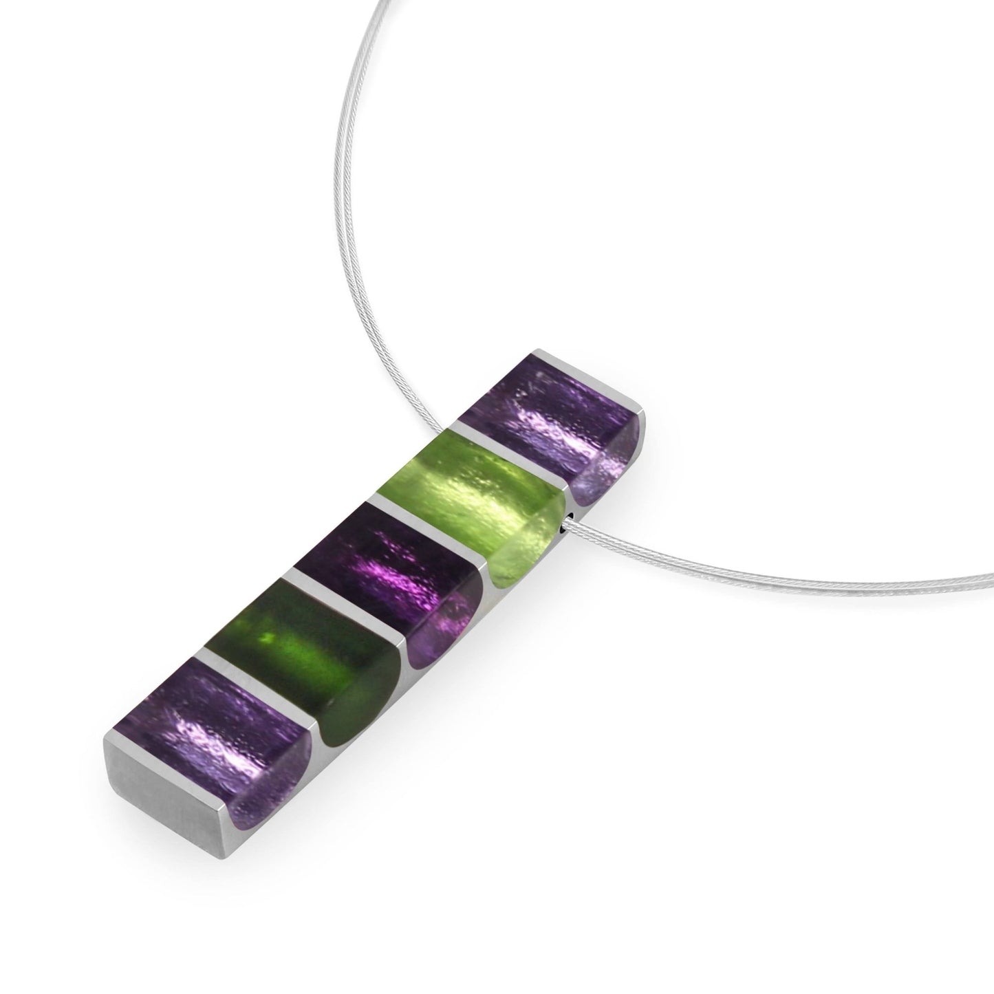 Nessie Pewter Stripes Shiny Pendant | The Jewellery Stop
