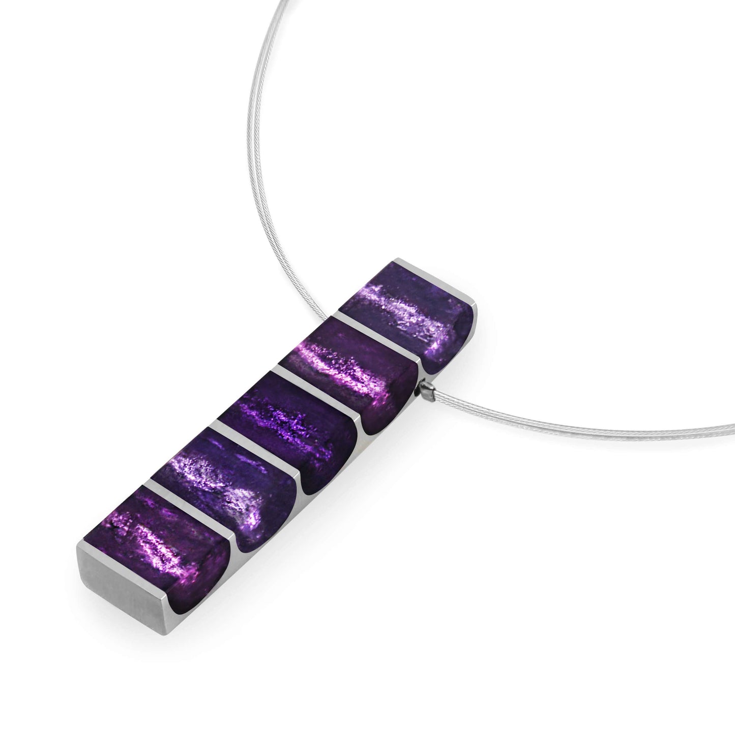 Sweetpea Pewter Stripes Shiny Pendant | The Jewellery Stop