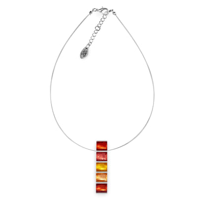 Terracotta Pewter Stripes Shiny Pendant | The Jewellery Stop