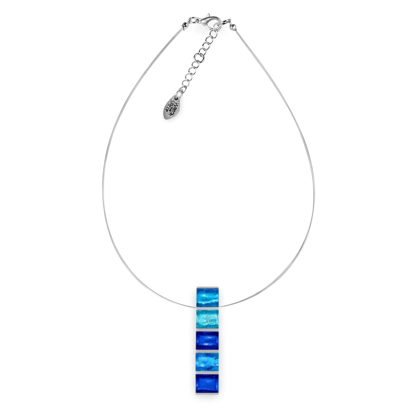 Turquoise Pewter Stripes Shiny Pendant | The Jewellery Stop