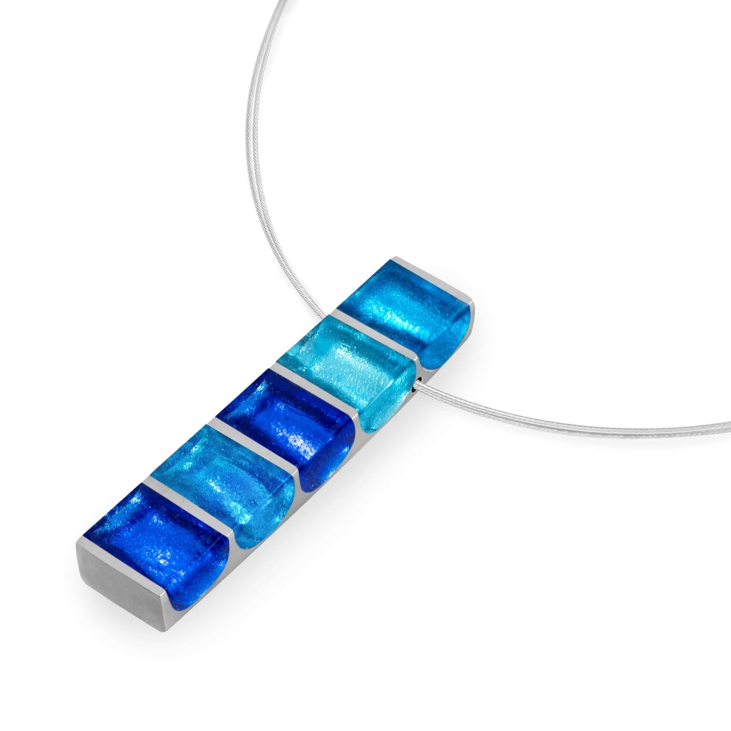 Turquoise Pewter Stripes Shiny Pendant | The Jewellery Stop