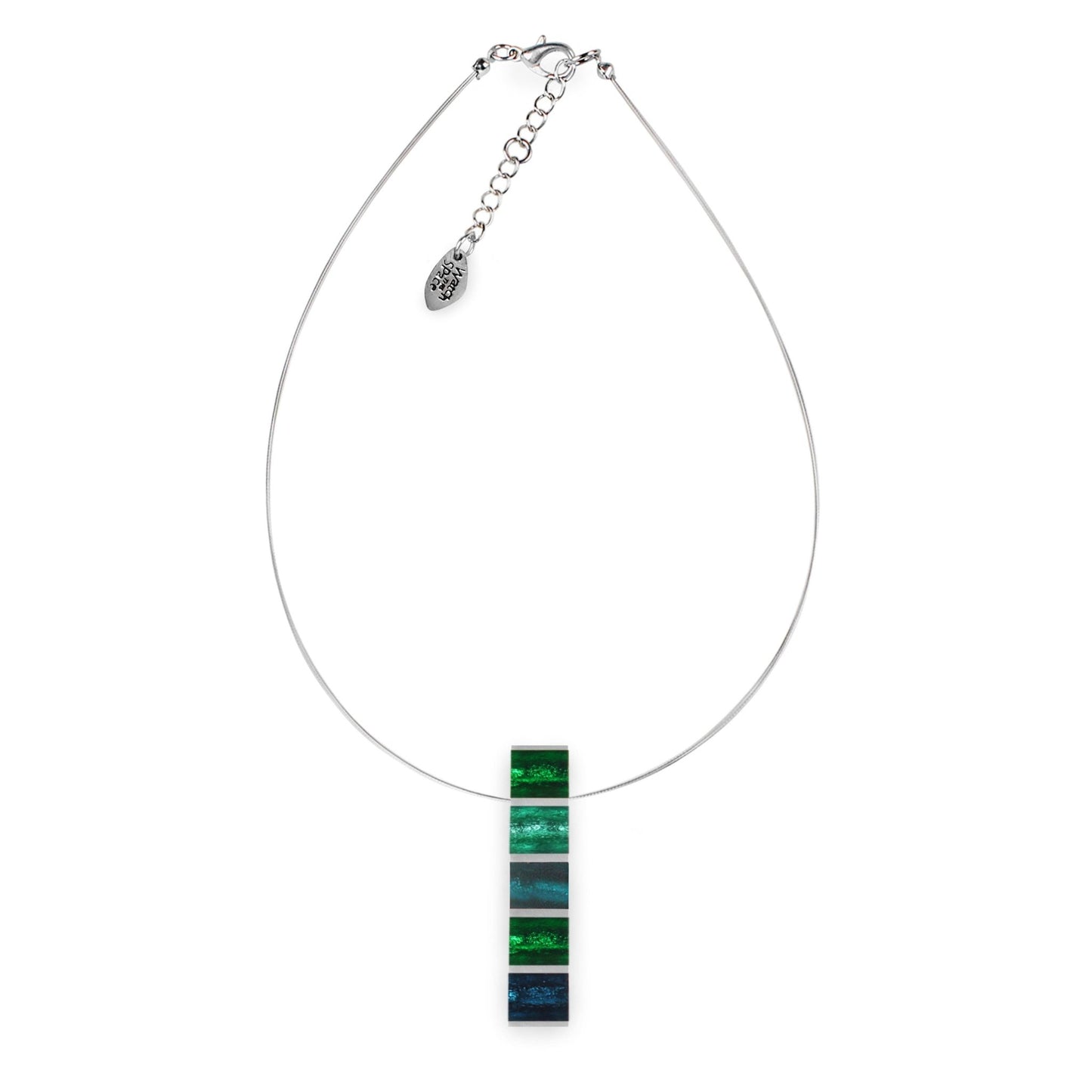 Verdigris Pewter Stripes Shiny Pendant | The Jewellery Stop