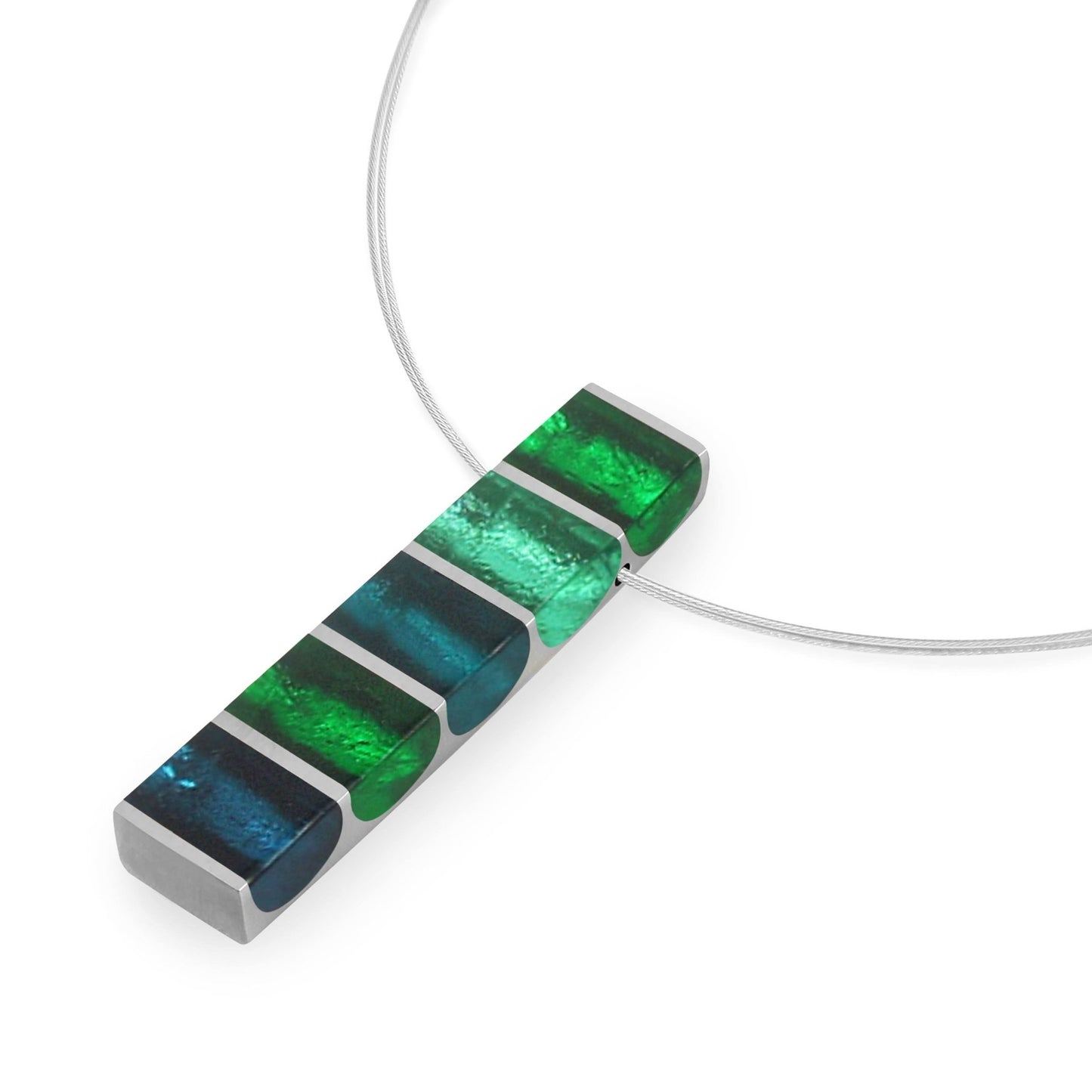 Verdigris Pewter Stripes Shiny Pendant | The Jewellery Stop