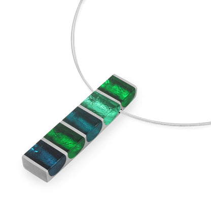 Verdigris Pewter Stripes Shiny Pendant | The Jewellery Stop