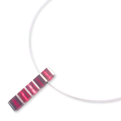 Flamingo Pewter Stripes Shiny Pendant