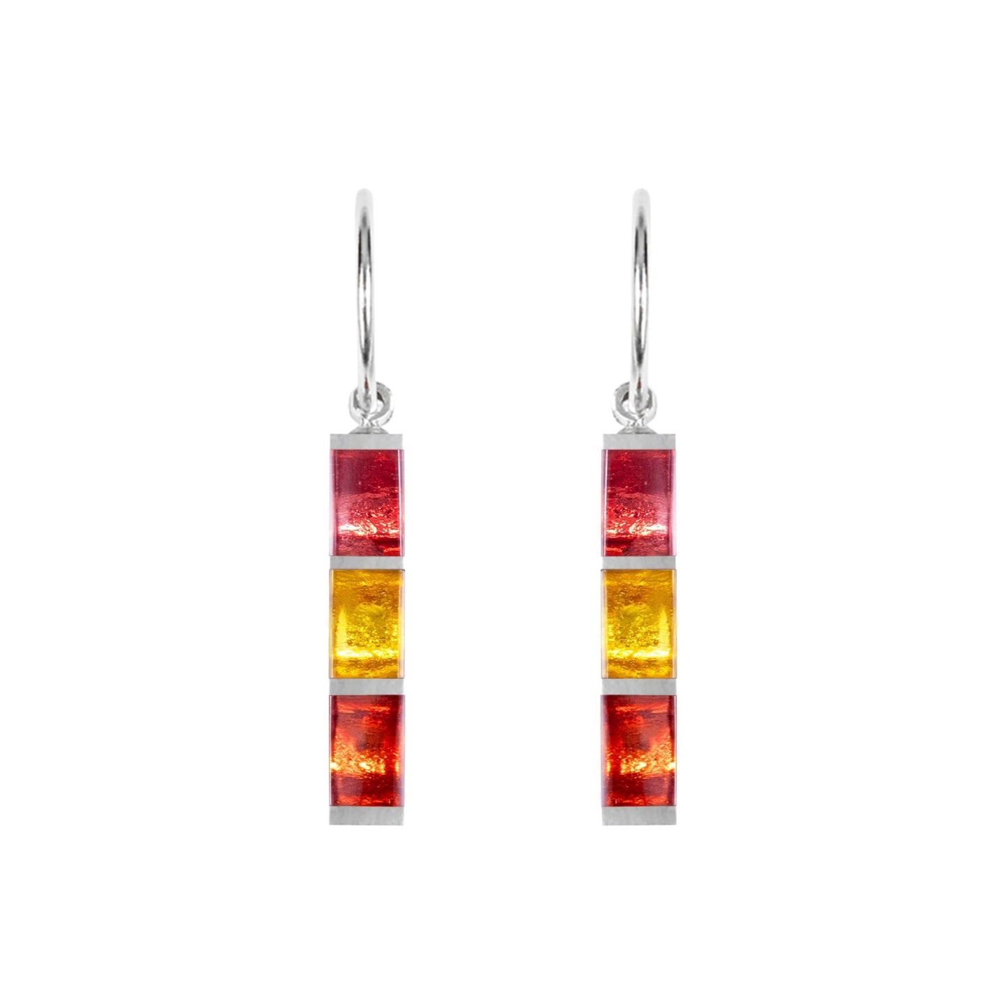 Terracotta Pewter Stripes Shiny Creole Earrings | The Jewellery Stop