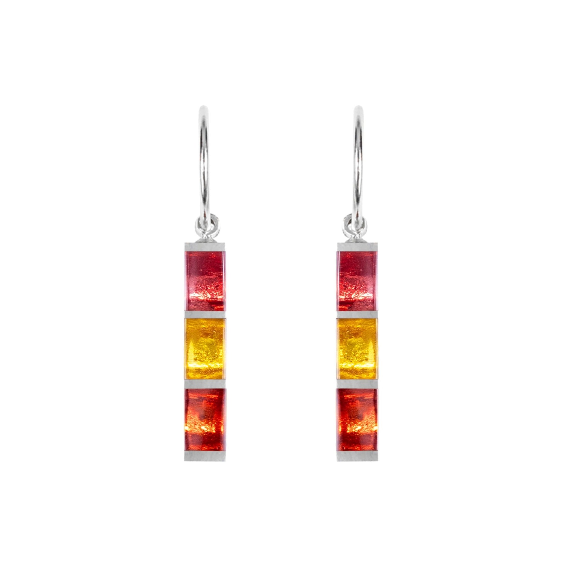 Terracotta Pewter Stripes Shiny Creole Earrings | The Jewellery Stop