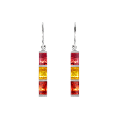 Terracotta Pewter Stripes Shiny Creole Earrings | The Jewellery Stop