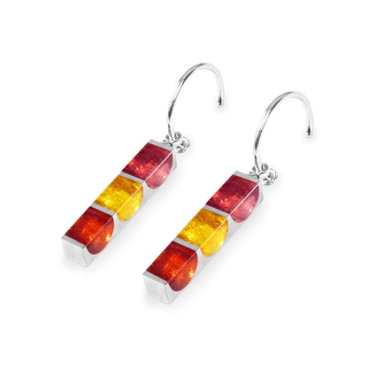 Terracotta Pewter Stripes Shiny Creole Earrings | The Jewellery Stop