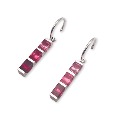 Flamingo Pewter Stripes Shiny Creole Earrings | The Jewellery Stop