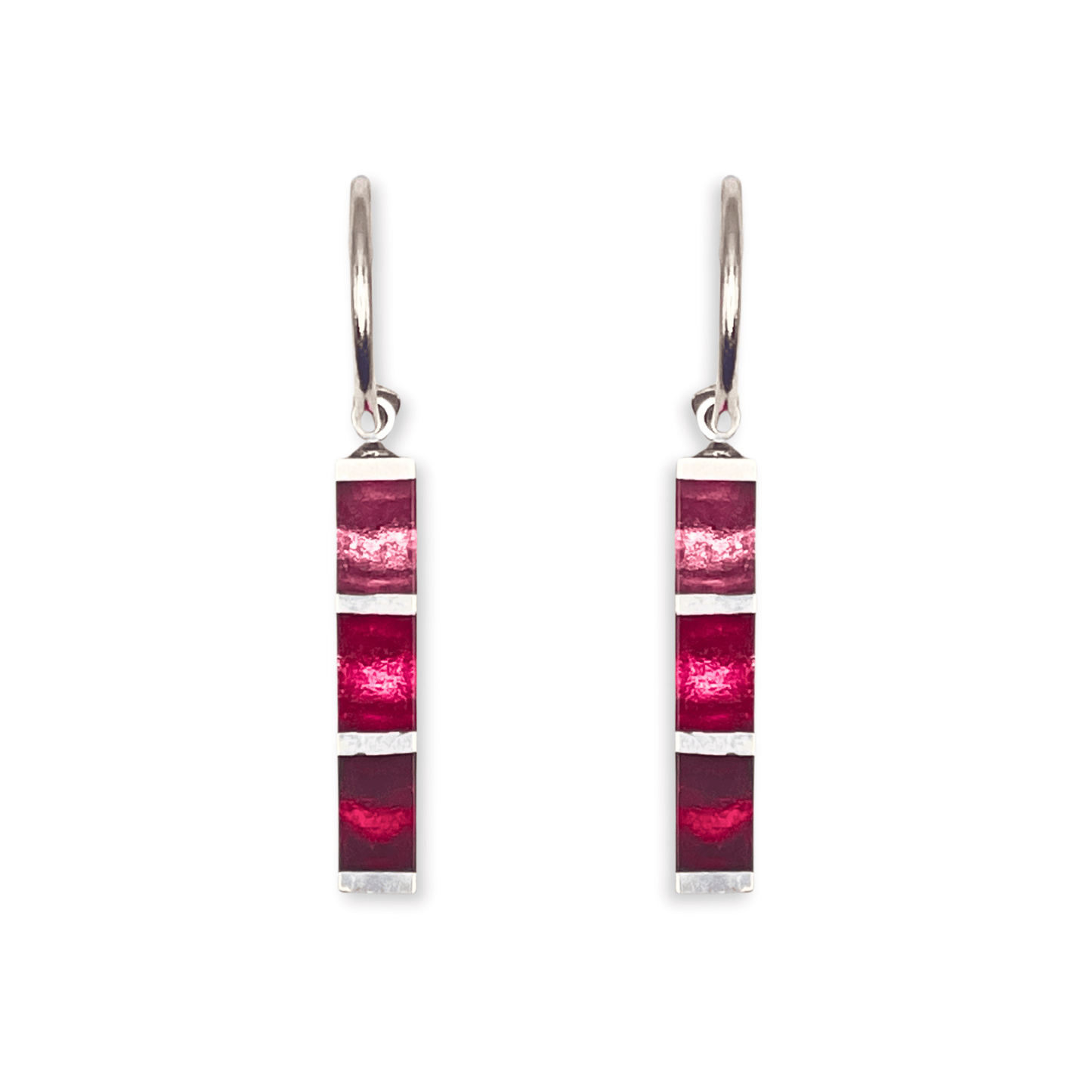Flamingo Pewter Stripes Shiny Creole Earrings | The Jewellery Stop