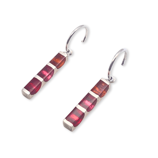 Maple Pewter Stripes Shiny Creole Earrings | The Jewellery Stop