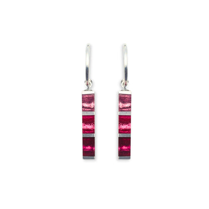 Flamingo Pewter Stripes Shiny Creole Earrings