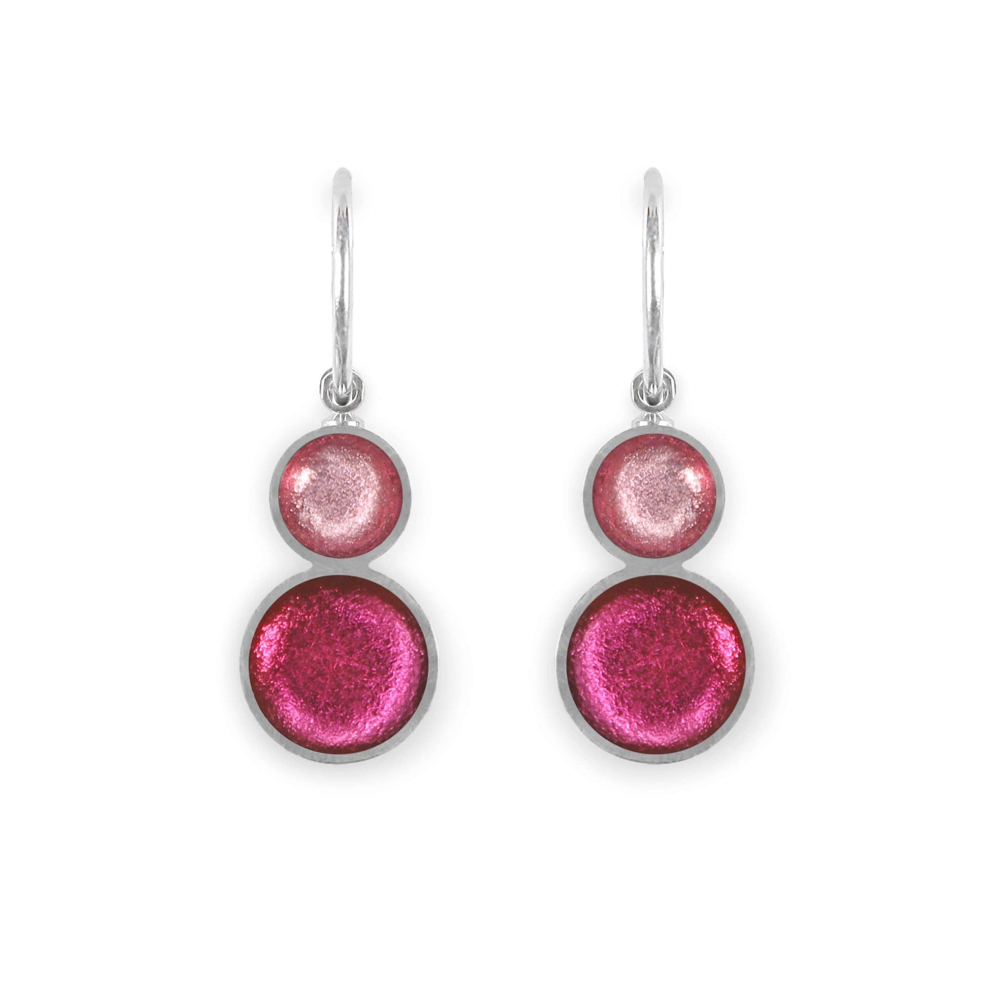 Flamingo Bubble Extravaganza Shiny Double drop Creole Earrings | The Jewellery Stop