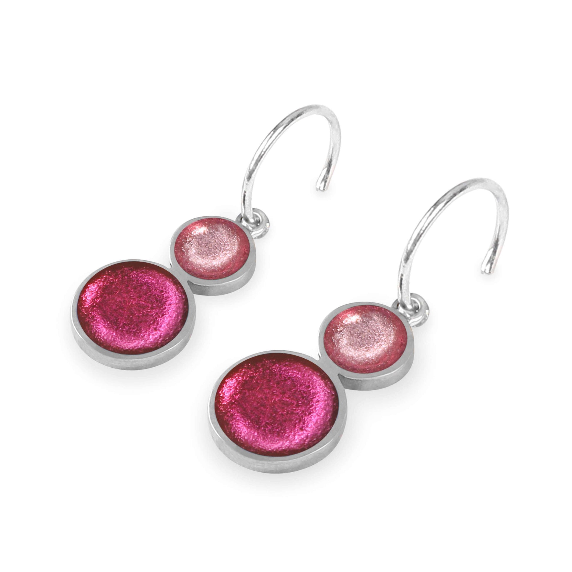 Flamingo Bubble Extravaganza Shiny Double drop Creole Earrings | The Jewellery Stop