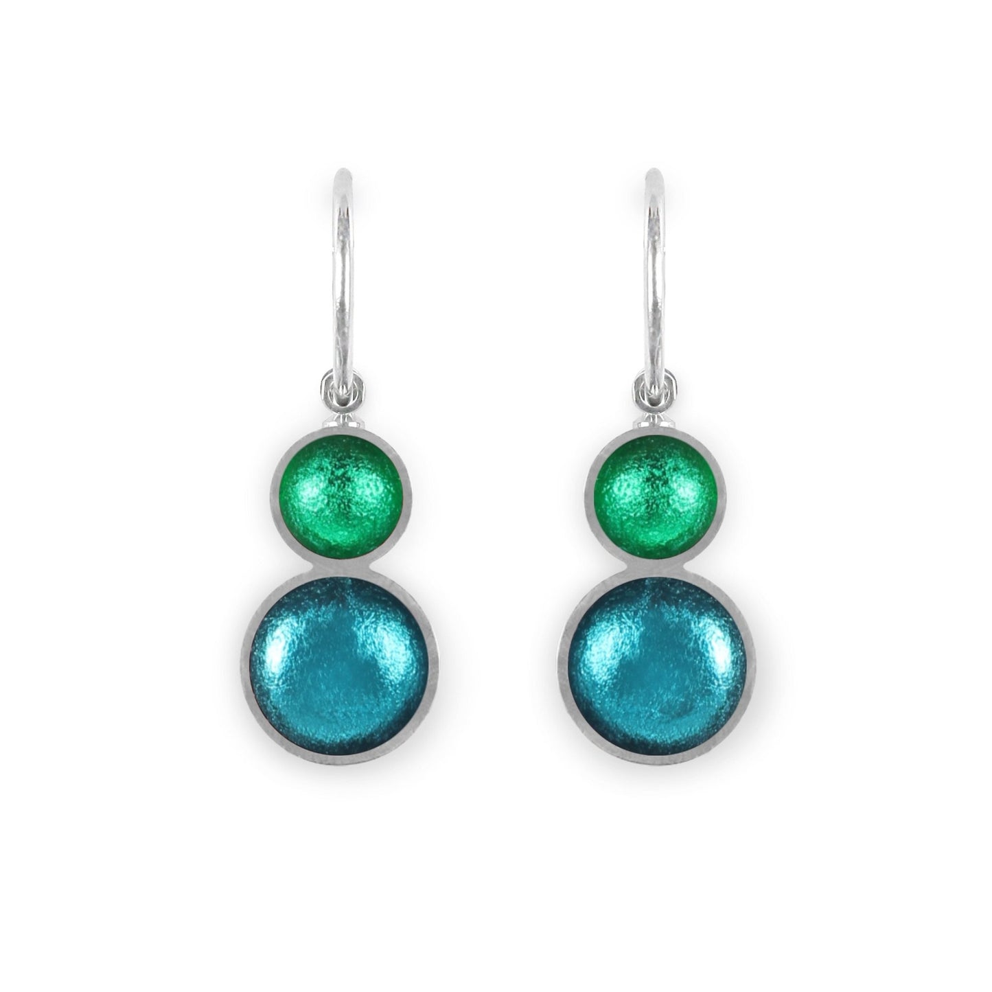 Verdigris Bubble Extravaganza Shiny Double drop Creole Earrings | The Jewellery Stop