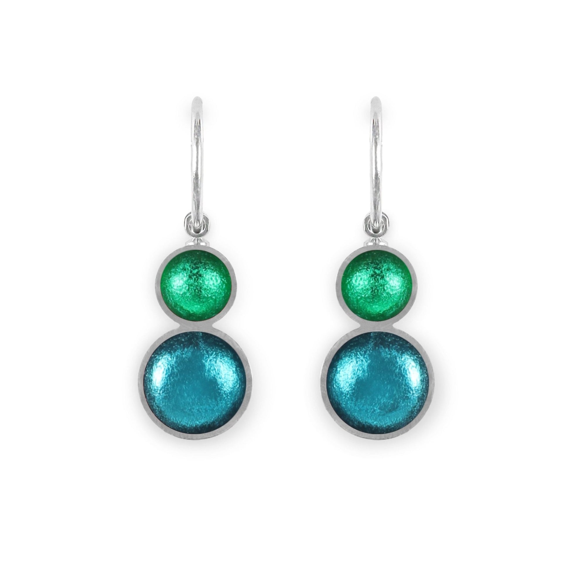 Verdigris Bubble Extravaganza Shiny Double drop Creole Earrings | The Jewellery Stop