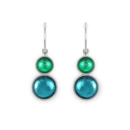 Verdigris Bubble Extravaganza Shiny Double drop Creole Earrings | The Jewellery Stop