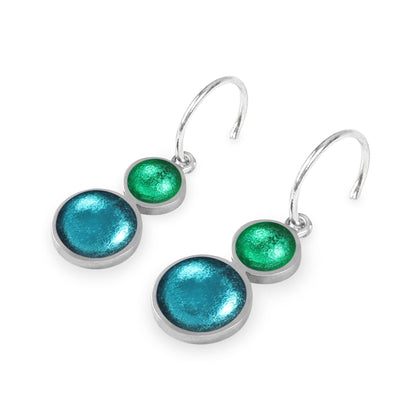 Verdigris Bubble Extravaganza Shiny Double drop Creole Earrings | The Jewellery Stop
