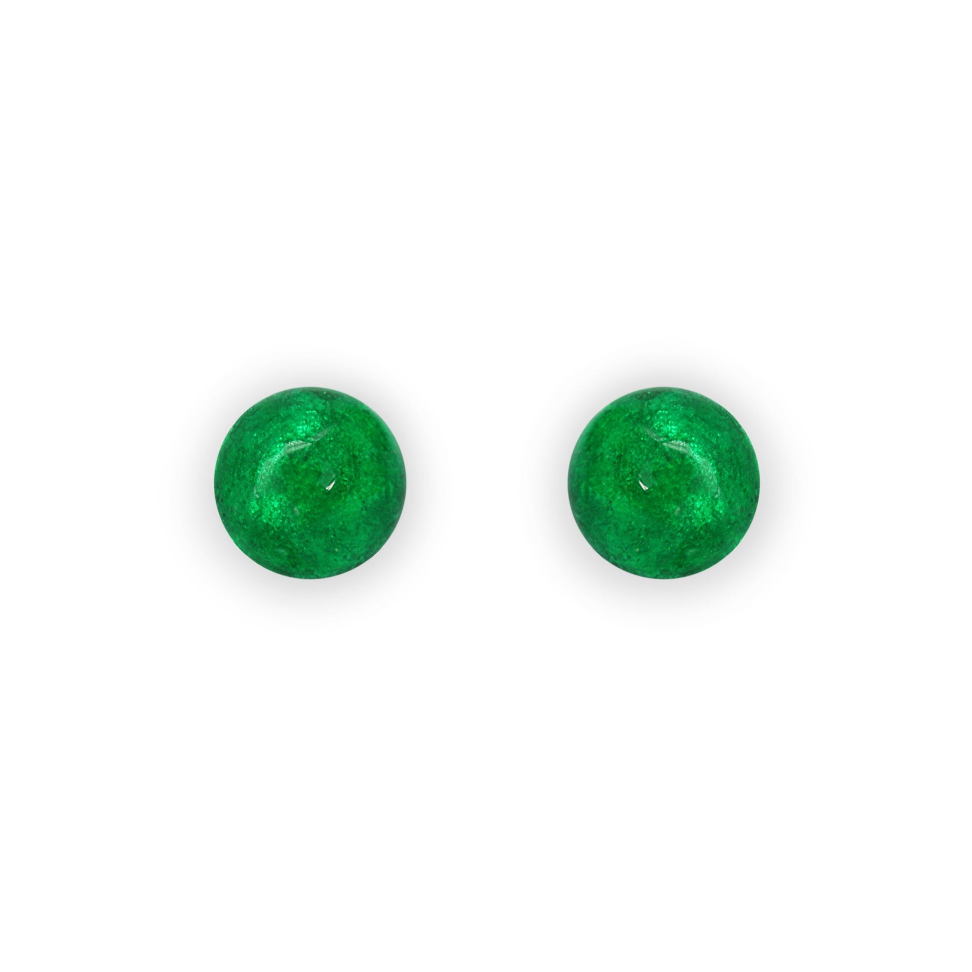 Emerald Cabouchon Shiny Small Stud Earrings