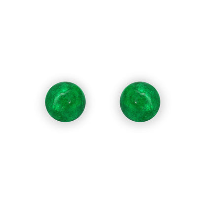 Emerald Cabouchon Shiny Small Stud Earrings