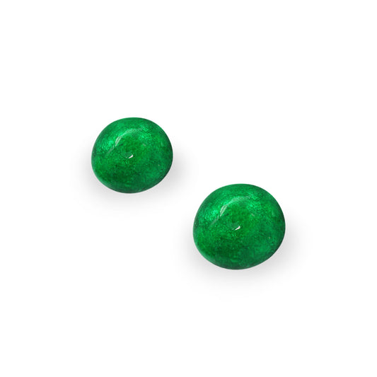 Emerald Cabouchon Shiny Small Stud Earrings