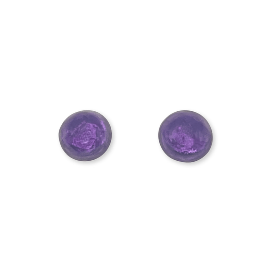 Aubergine Cabouchon Shiny Small Stud Earrings | The Jewellery Stop