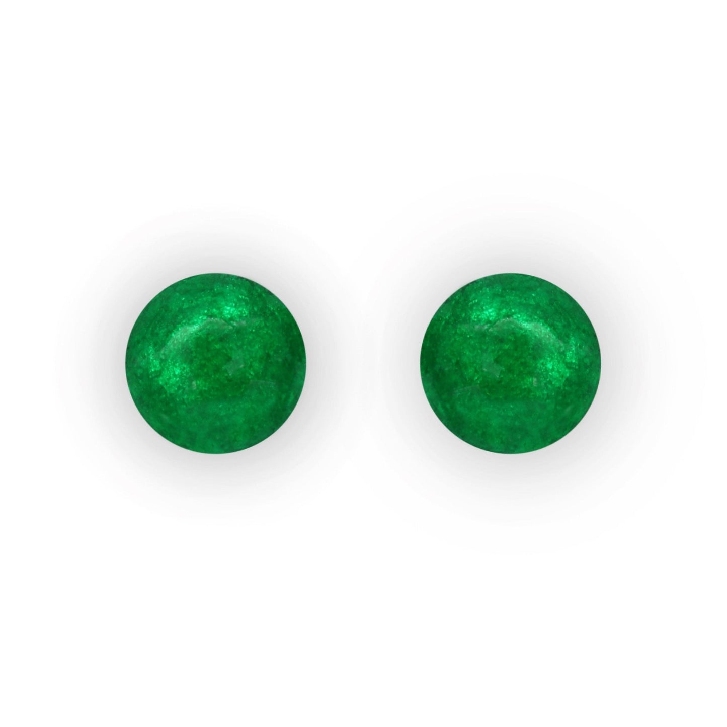 Emerald Cabouchon Shiny Medium Stud Earrings | The Jewellery Stop