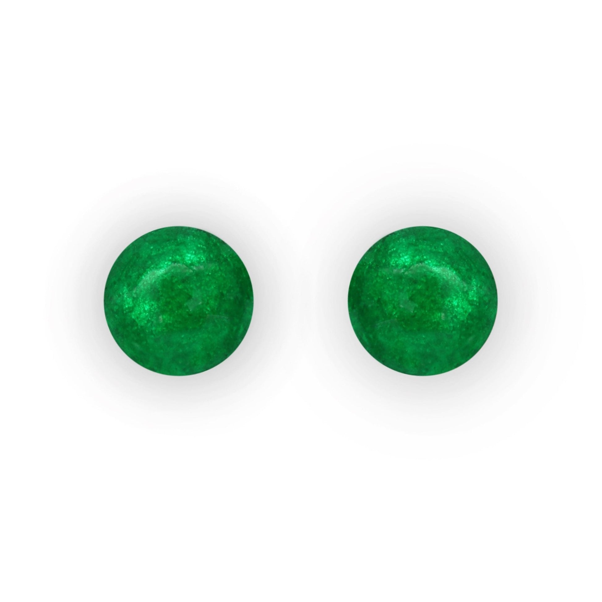 Emerald Cabouchon Shiny Medium Stud Earrings | The Jewellery Stop