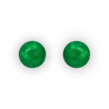 Emerald Cabouchon Shiny Medium Stud Earrings | The Jewellery Stop