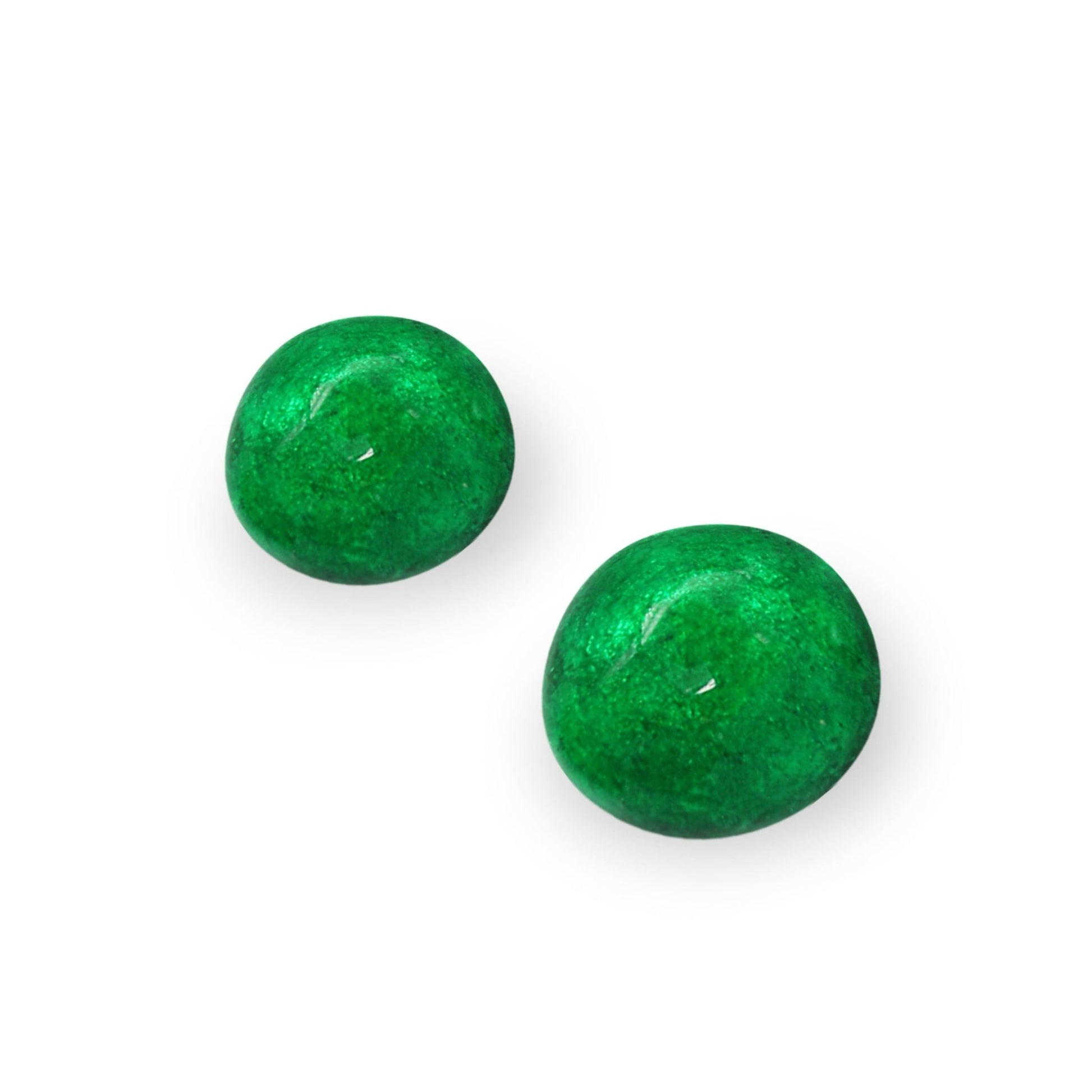 Emerald Cabouchon Shiny Medium Stud Earrings | The Jewellery Stop