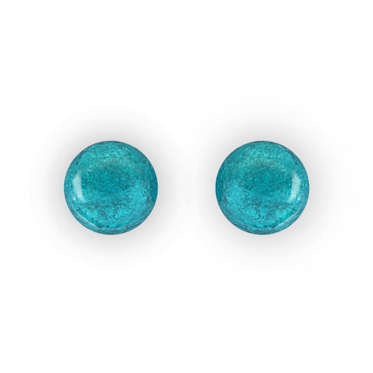Verdigris Cabouchon Shiny Medium Stud Earrings