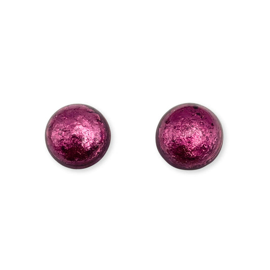 Peony Cabouchon Shiny Medium Stud Earrings