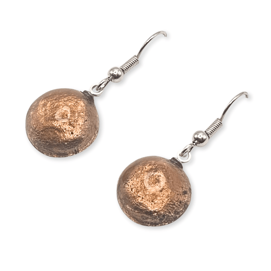 Nougat Cabouchon Shiny Fish Hook Earrings | The Jewellery Stop