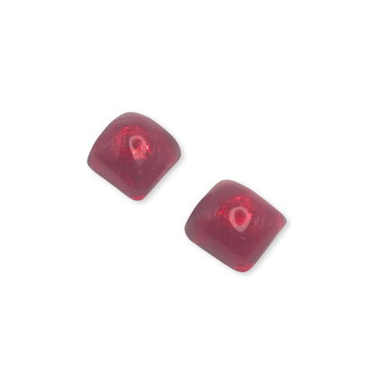 Red Cabouchon Squares Shiny Stud Earrings