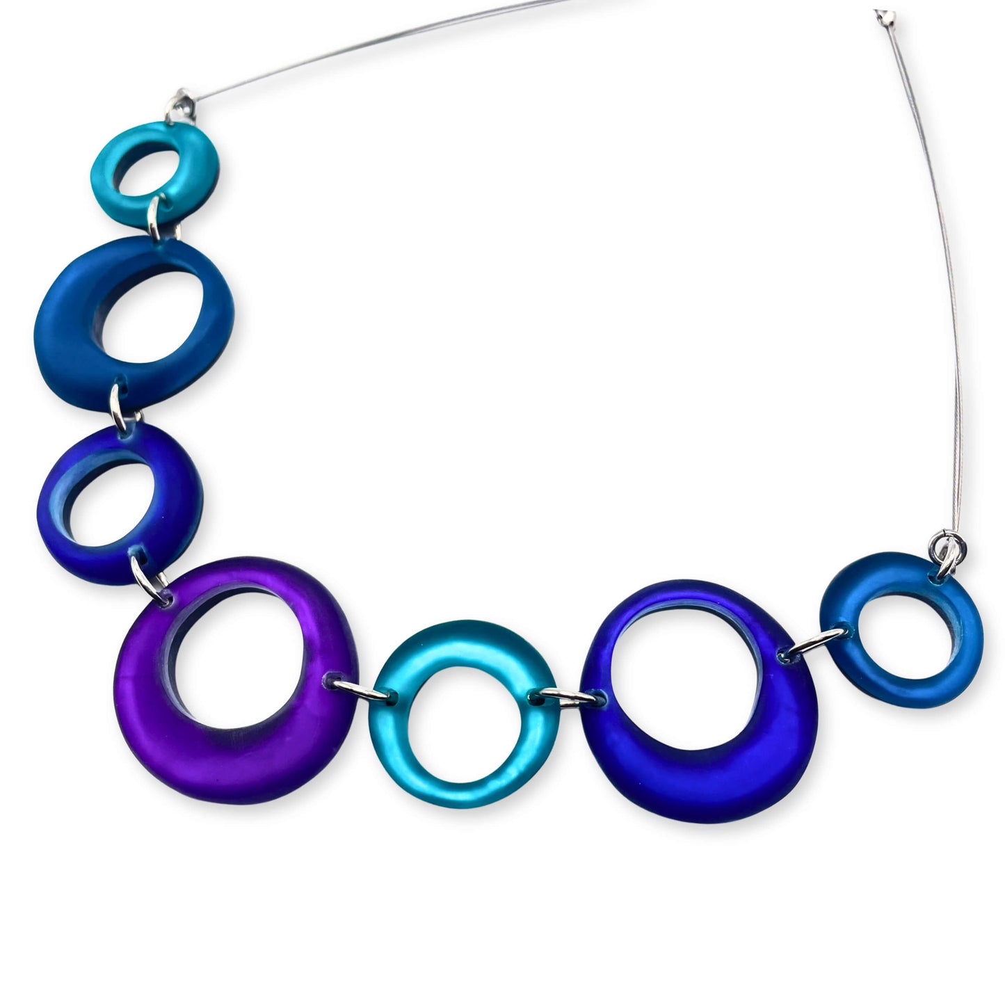 Peacock Hollow Circles Matte Necklace