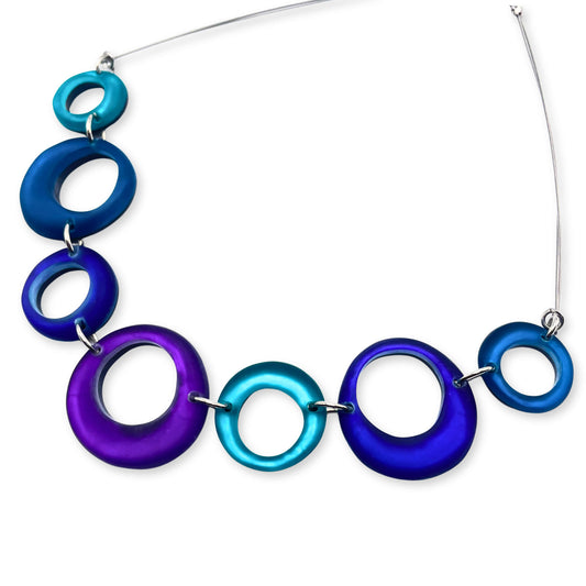 Peacock Hollow Circles Matte Necklace