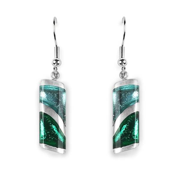 Emerald Lava Shiny Fish Hook Earrings | The Jewellery Stop
