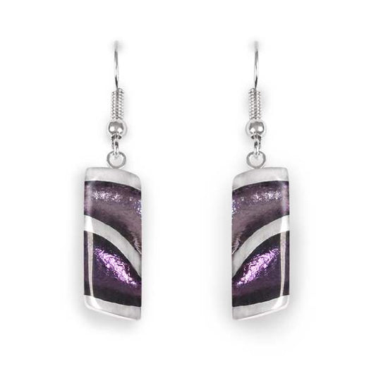 Purple Lava Shiny Fish Hook Earrings | The Jewellery Stop