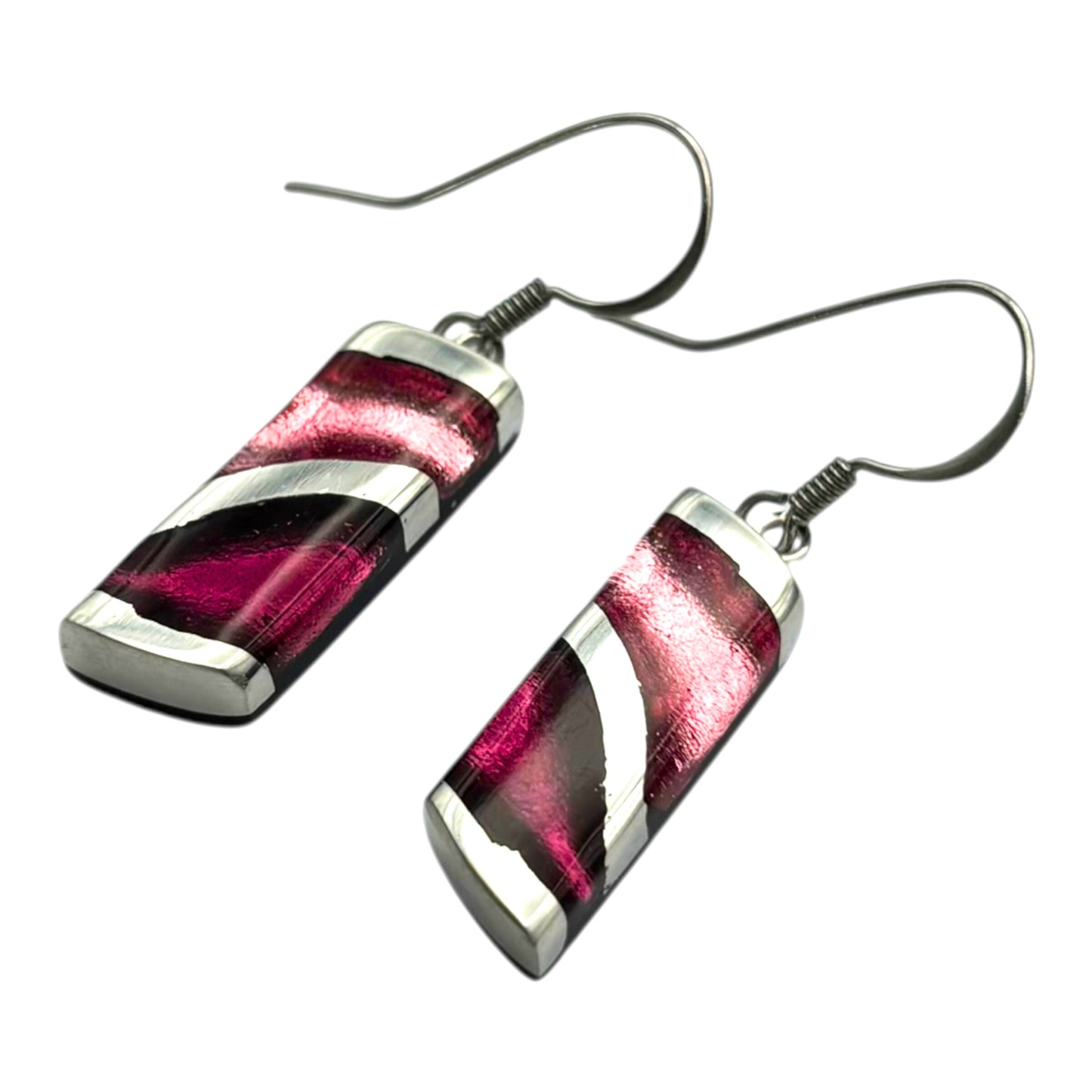 Peony Lava Shiny Fish Hook Earrings